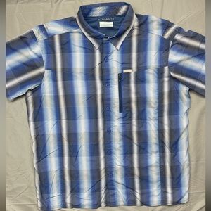 Columbia Men’s XL Omni-Shade Plaid Short Sleeve Shirt Blue